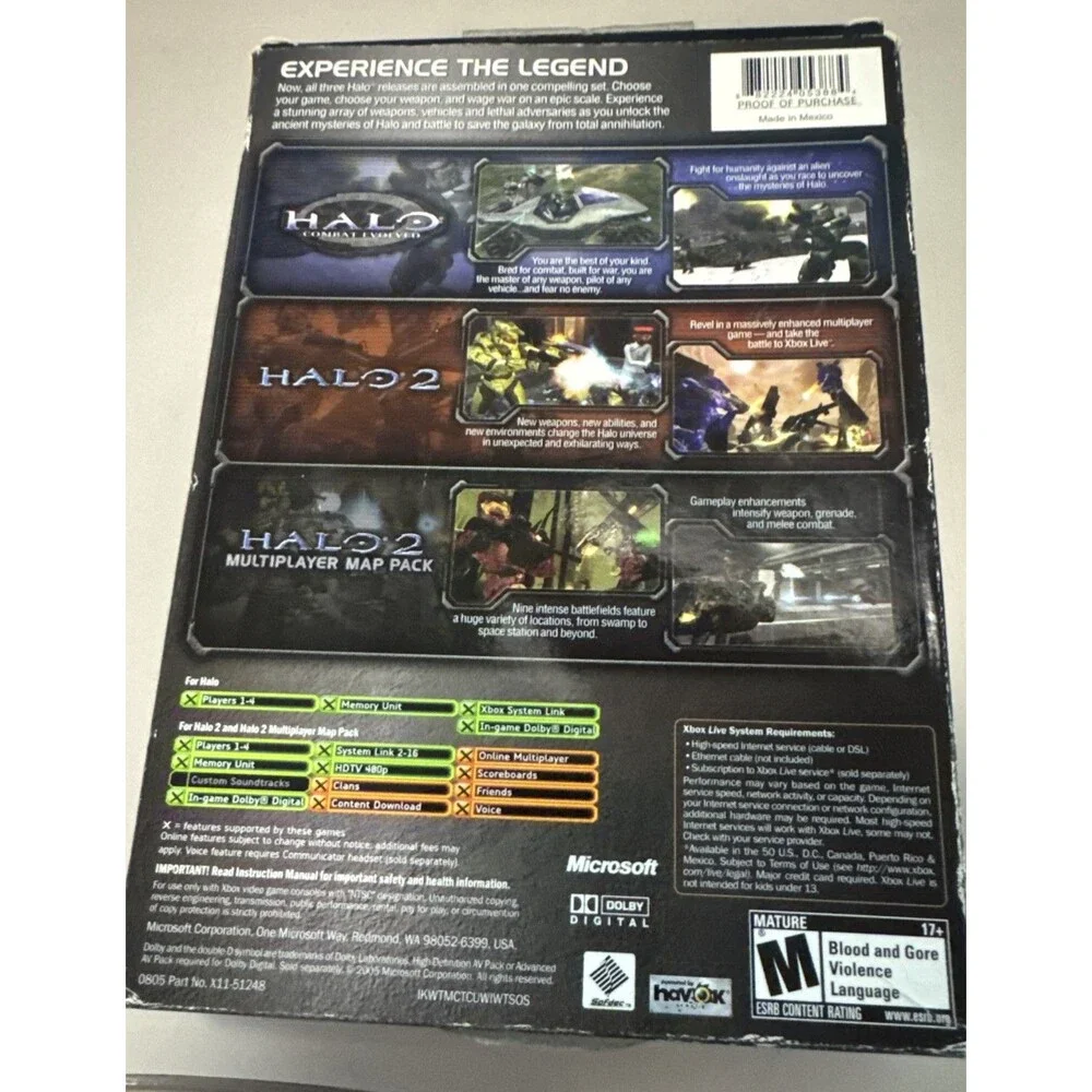 Halo Triple Pack - Complete, CIB - Halo, Halo 2, Halo 2 Map Pack - Xbox